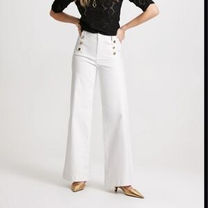 High-Waisted White Wide-Leg Jeans